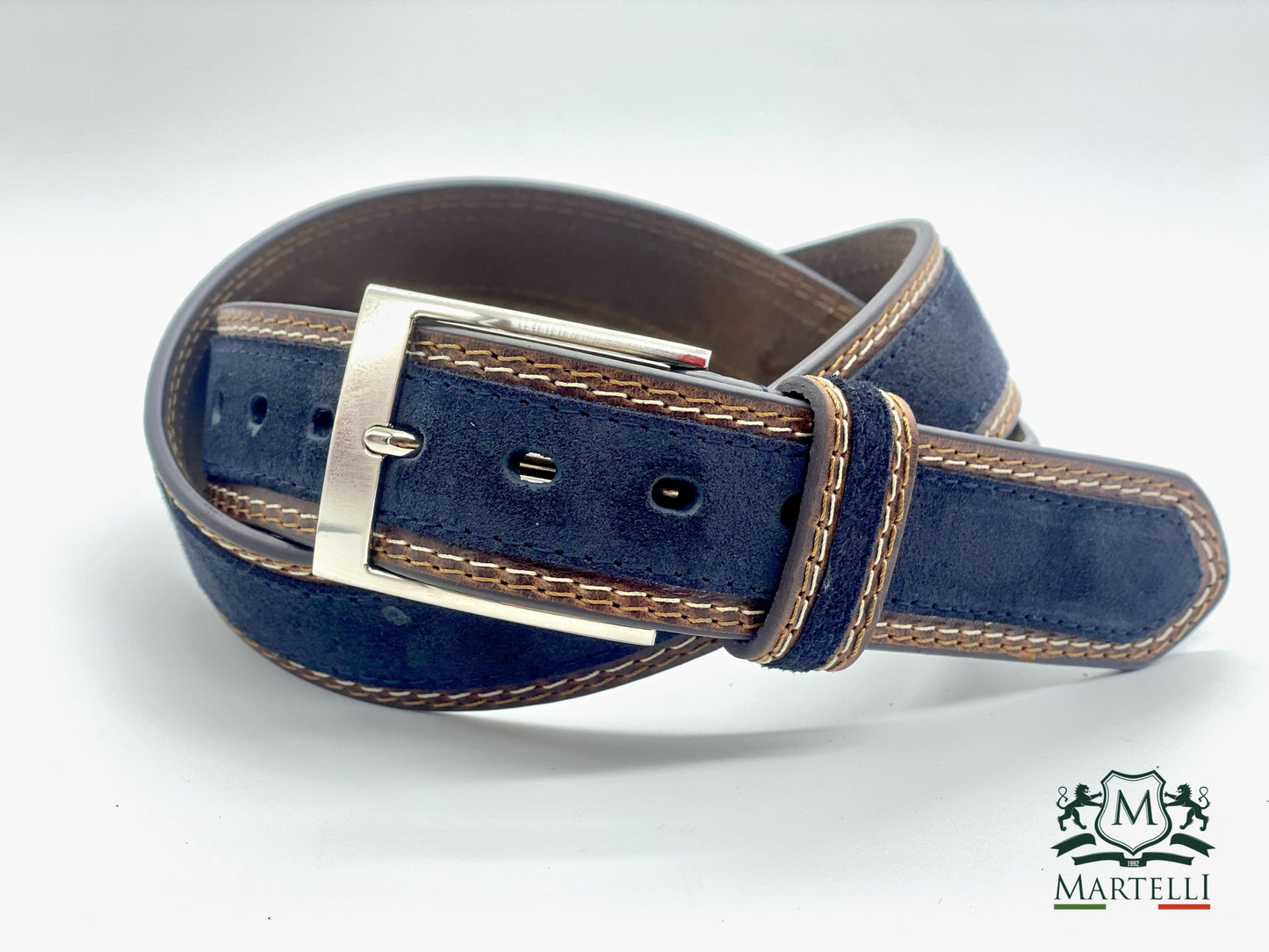 CINTURON DE PIEL SUEDE AZUL